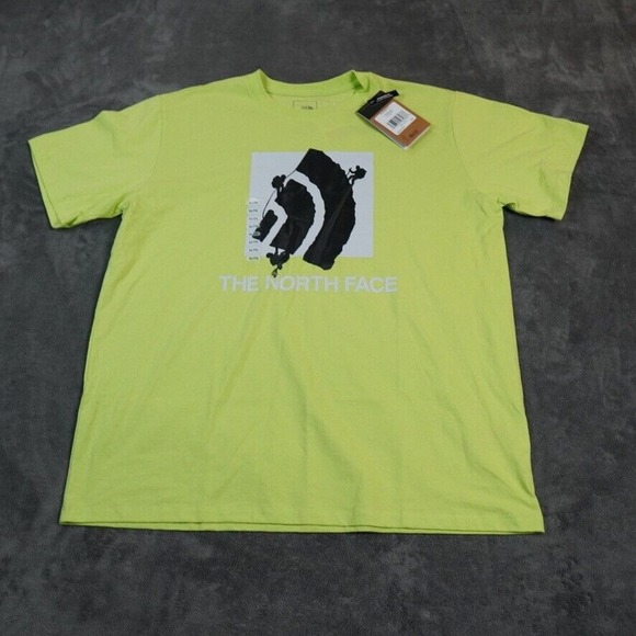 The North Face Mens Shirt‎ Extra Large Neon Green Large Logo PlayHiking Climbing - Picture 1 of 7